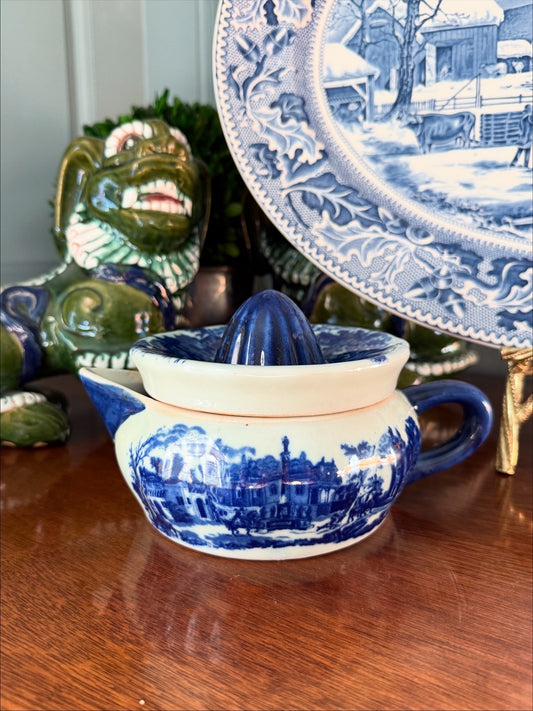 Vintage Celadon Transferware Juicer