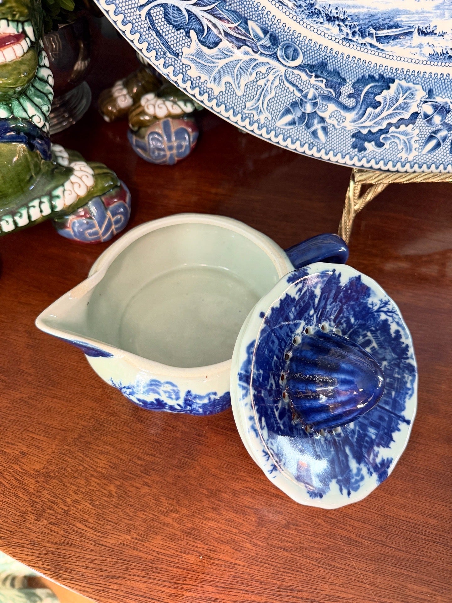 Vintage Celadon Transferware Juicer